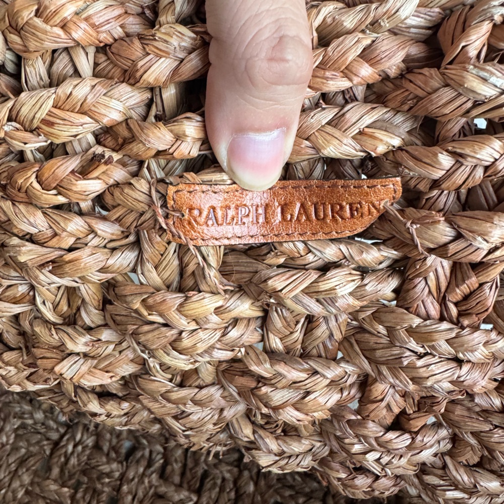 Ralph Lauren Hand Woven Tote Beach Bag With Handles Straw Handbag Purse Large - Picture 2 of 7